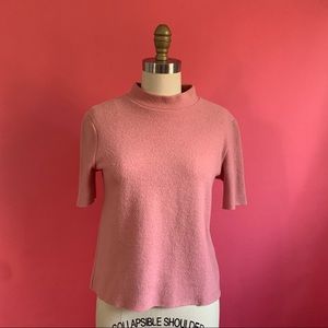 Pink Zara Mock Neck Short Sleeve Sweater - S